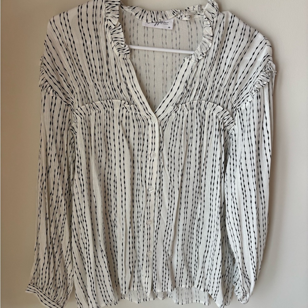 Carly Jean Los Angeles Black and White Striped Blouse